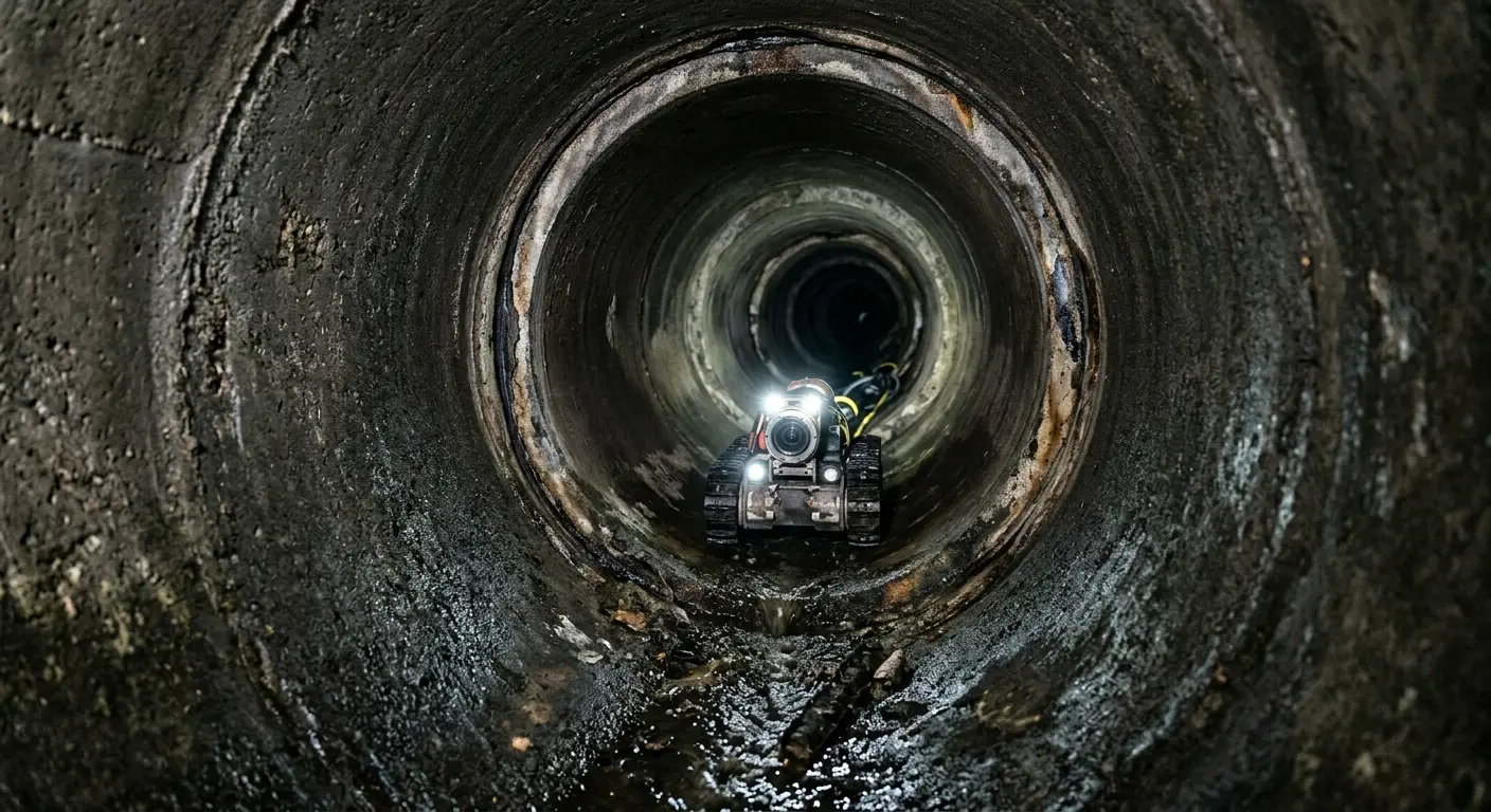 Robotic sewer camera inspecting pipe interior for Sewer Line Repair in Rockledge